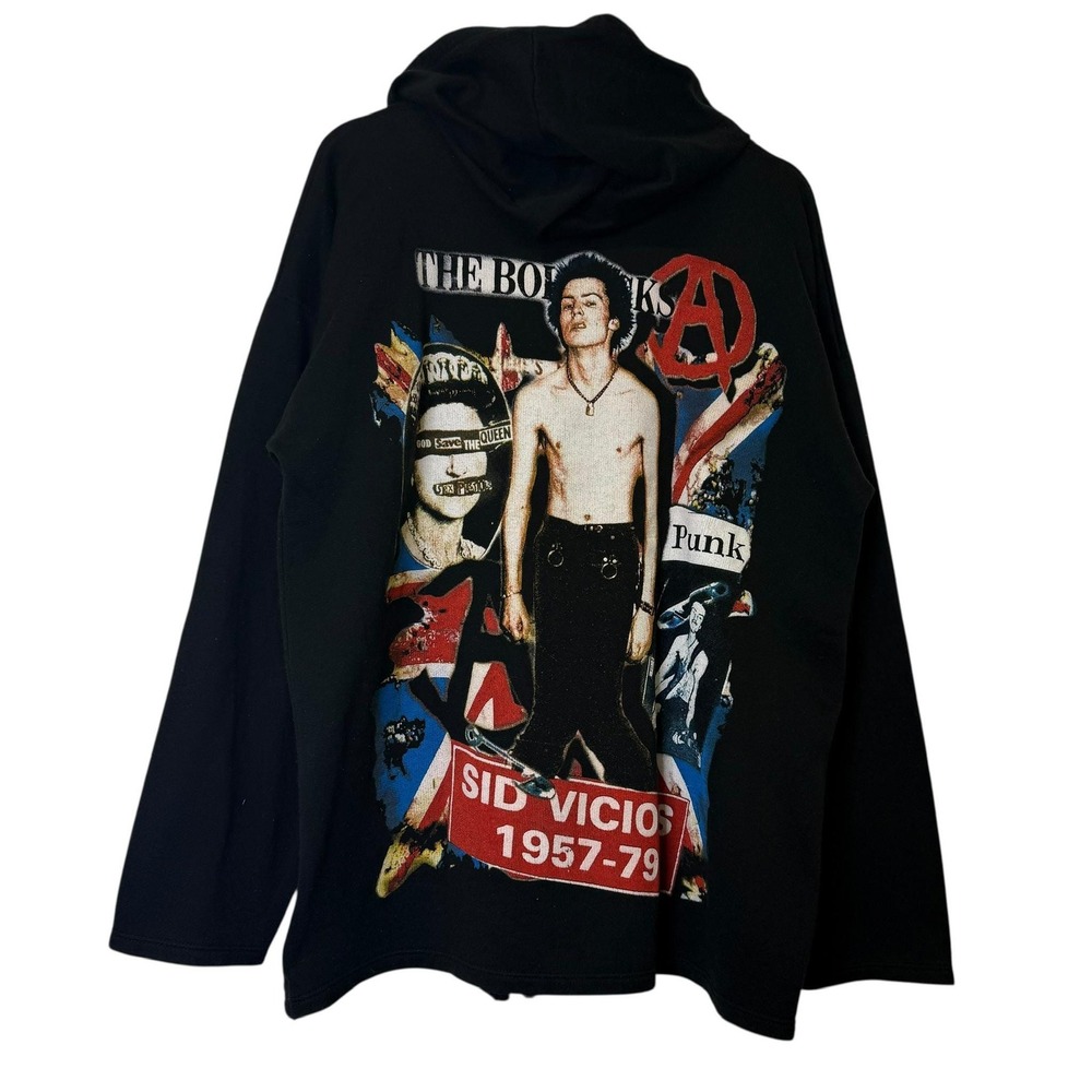 90's Sid Vicious Punk Hoodie Sz XL Vintage Sex Pistols Band Tee